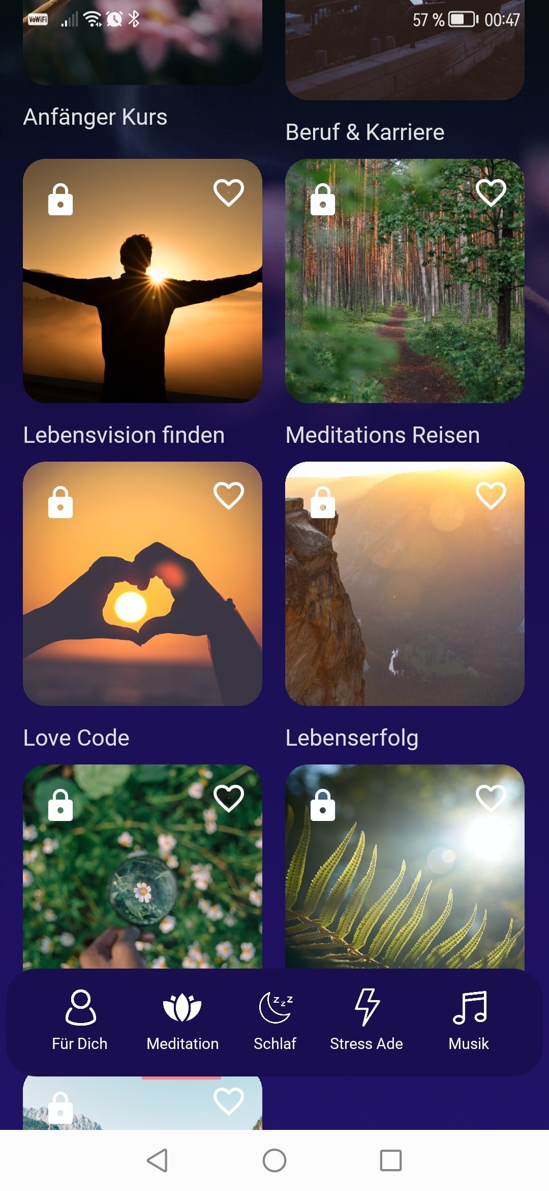 meditation Screenshots from the app